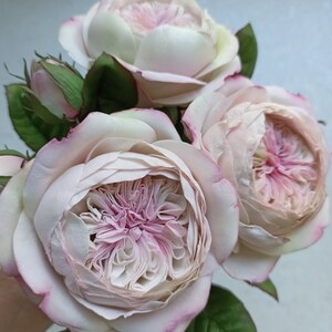 David Austin rose,HANDMADE Juliet Rose, Realistic Cabbage peony rose for vase, English garden rose, Bride wedding masora bouquet, Long stem