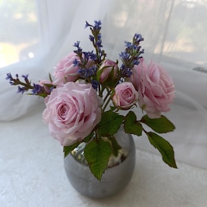 Porcelain rose, Porcelain lavander , Blush pink rose, Real touch lavander, Polymer clay realistic rose, Realistic lavander