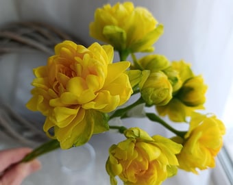 Porzellan gelbe Narzissen, Polymer Clay realistische Narzissen, Real Touch Frühlingsporzellanblumen, künstliche Narzissen, langer Stiel