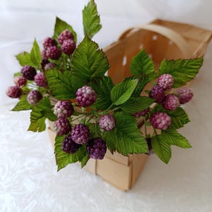 Polymer clay blackberry branch, Porcelain blackberry branches,  Real touch Blackberry, Fake blackberry berries