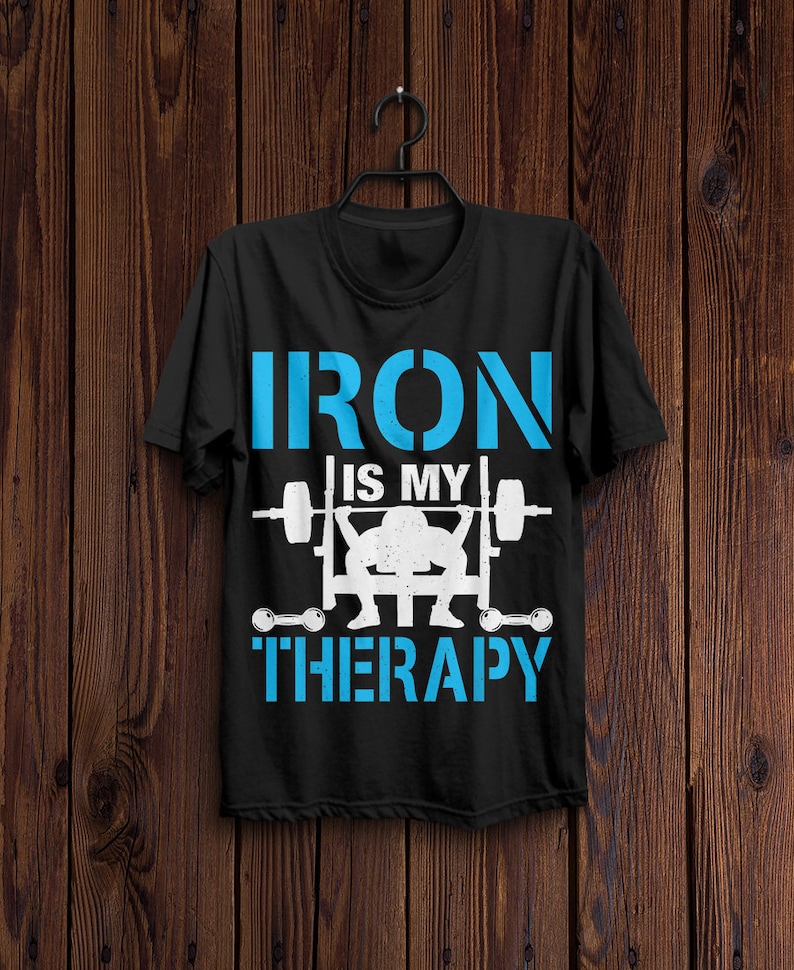 Beach T Shirts Summer Tops Iron Is My Therapy Bodybuilder Workout Funny Weightlifting T-Shirt,Gift Funny T Shirt