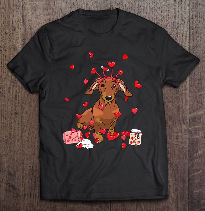 Sweatshirt Hoodie Dog Valentine Gift Cute Dachshund Valentine\u2019s Day Funny Lover Gift T-Shirt