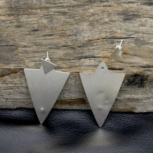 Triangle Ear Jacket Silver Stud Earrings image 5