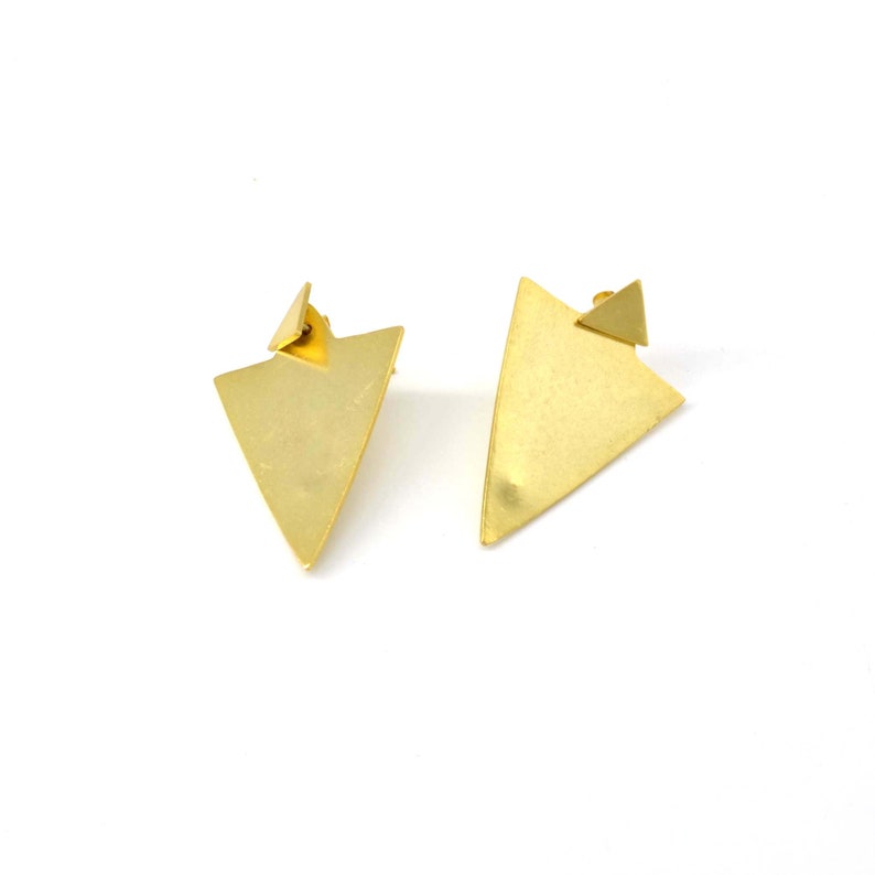 Triangle Ear Jacket Silver Stud Earrings image 9