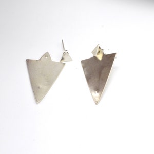 Triangle Ear Jacket Silver Stud Earrings image 6