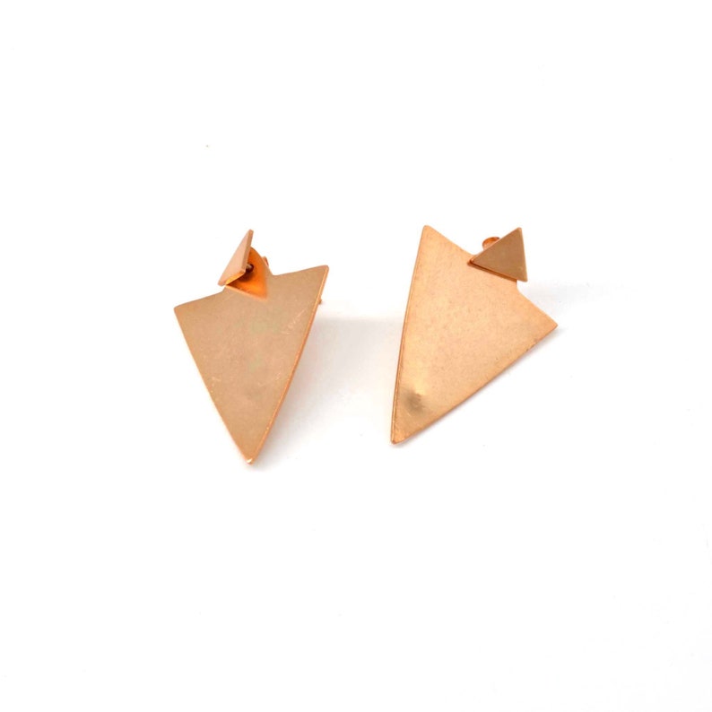 Triangle Ear Jacket Silver Stud Earrings image 8