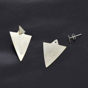 Triangle Ear Jacket Silver Stud Earrings image 2