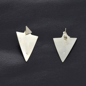 Triangle Ear Jacket Silver Stud Earrings image 1