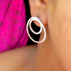Sterling Silver Twist Hoop Studs: Dainty Round Earrings