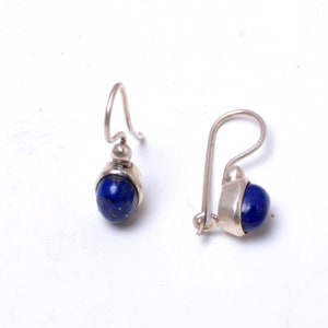 Lapis Lazuli 925 Silver Earrings, Blue Gemstone Earrings, Lapis Handmade Earrings, Blue Cobalt Dangle Women Earrings