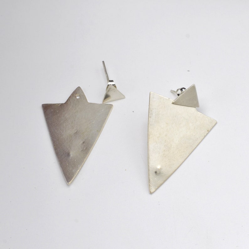 Triangle Ear Jacket Silver Stud Earrings image 7