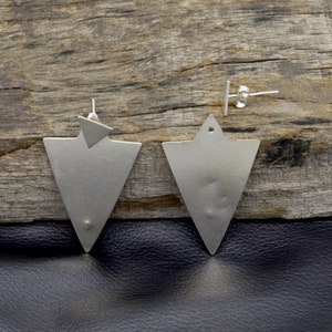 Triangle Ear Jacket Silver Stud Earrings image 4