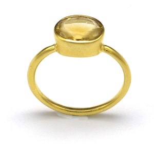 Citrine 925 Silver Ring: 22K Gold Plated, Handmade Artisan Jewelry