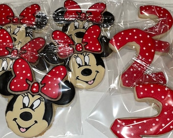 Minnie Mouse Sugar Cookies-Disney Character- Birthday- Minnie Bows