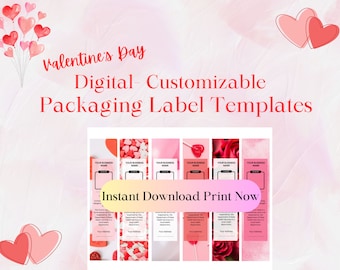 Valentine's Day Mini Cake Packaging Label Template (Digital Download)
