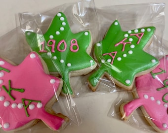 Greek Letter Sorority Fraternity Pink and Green Ivy Leaf Omega Psi Phi Delta Sigma Theta Sugar Cookies