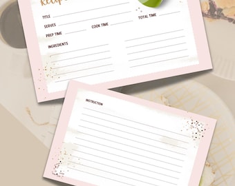 Editable Recipe Card | Printable Recipe Card Template | Instant Download | Recipe Cards 4x6 | Recipe Card Insert