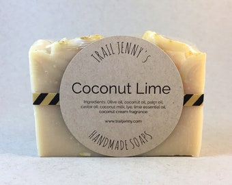 Coconut Lime Handmade Soap Bar - Coconut Milk Soap -  Cold Process Vegan Soap that Nourishes Your Skin