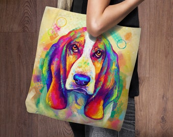 Basset Hound Tote Bag | Project Bag | Weekender Bag | Tote Bag Canvas | Shoulder Bag | Gym Bag | Shopping Bag | Market Tote | Dog Lover Gift