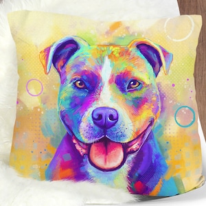 Pit Bull Pillow | Pitbull | Staffordshire Terrier | Dog Pillow | Dog Throw Pillow | Cushions | Outdoor Pillow | Cushion Cover | Pillow Cover