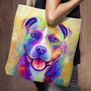 Pit Bull Tote Bag | Pitbull | Staffordshire Terrier | Project Bag | Weekender Bag | Tote Bag Canvas | Shoulder Bag | Gym Bag | Shopping Bag