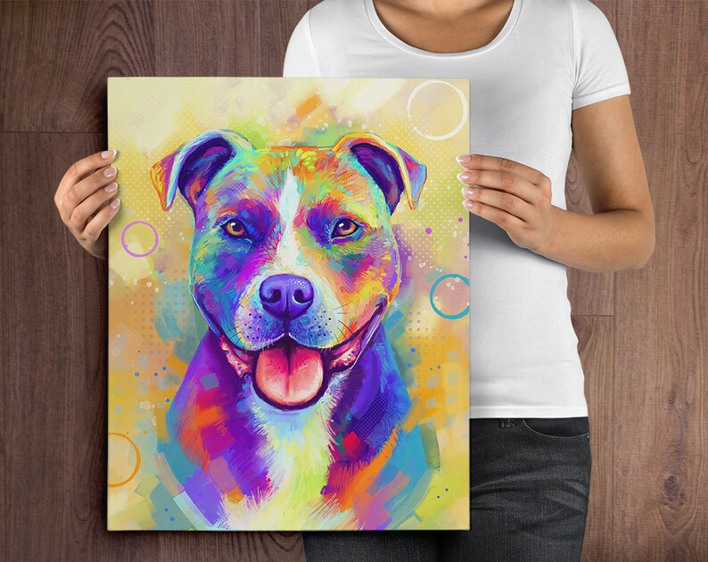 Pit Bull Canvas Pitbull Staffordshire Terrier Canvas Art Etsy