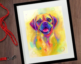 Puggle Art Print | Framed Art | Wall Hanging | Wall Decor | Wall Art | Framed Print | Dog Art | Dog Lover Gift | Housewarming Gift | Dog Mom