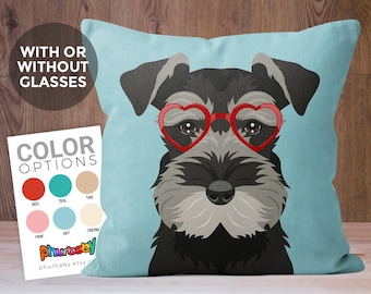 Multicolor 18x18 NikkiDawn's Schnauzer Dog Lover Apparel I Heart My Schnauzer Dog Mom Animal Lovers Pet Owner Throw Pillow