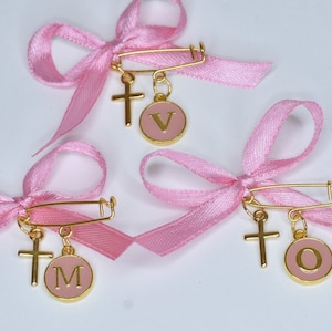 10 pcs, Personalized Witness pins Martyrika for Girls with initial letter to offer to your Guests in a Greek Orthodox Baptism,