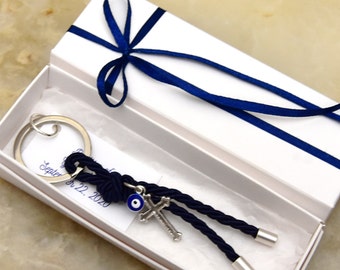 10 pcs Personalized Luxury Evil Eye Martyrika Keychains for Boys and Girls to offer to your guests.