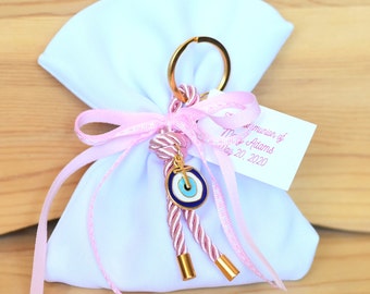 10 pcs Baptism Favor bags for Girls with Evil Eye and 5 Koufeta