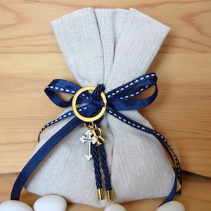 10 piezas, Bolsas de favor de bautismo personalizadas con letra inicial y 5 Koufeta, favores de bautismo, Boubouniera,Bomboniera,