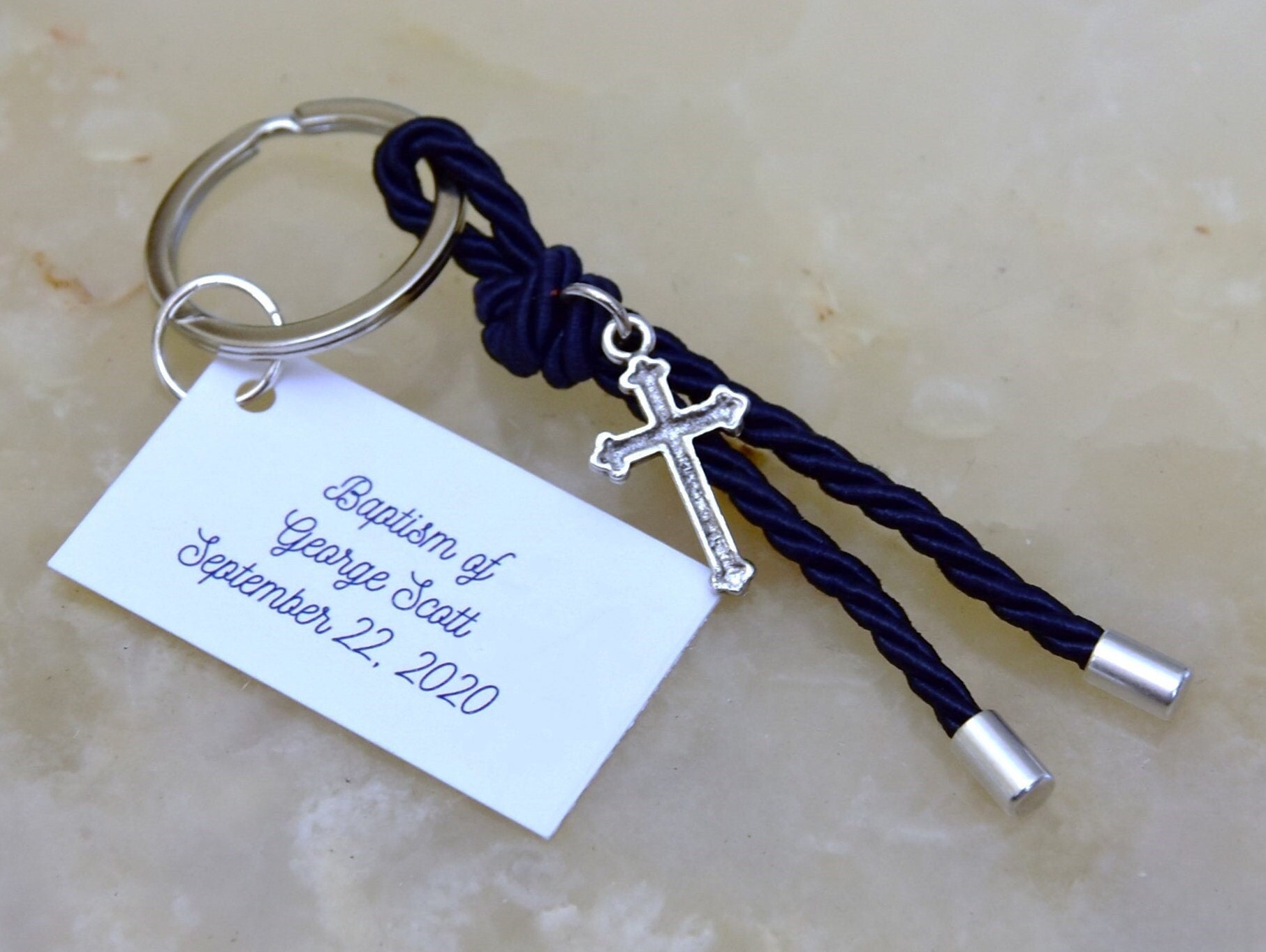 10 pcs Personalized Baby Shower favors keychains with cross Etsy