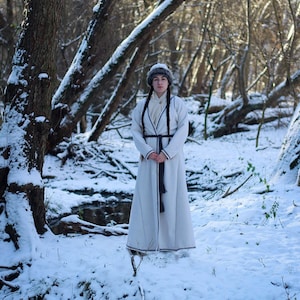 Woolen coat with embroidery / Set of woolen coat, belt, hat