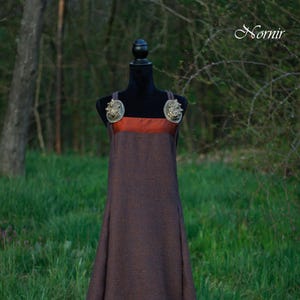 Viking woolen apron dress with silk