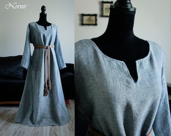 Linen herringbone dress