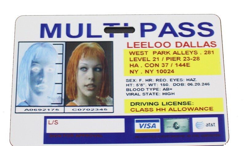 Personalized Multi Pass Keychain - The Fifth Element Dallas Prop ID Badge C...