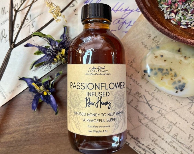 Passionflower Infused Honey for a Calm Mood & Night | Passion Flower Honey | Maypop | 4 oz