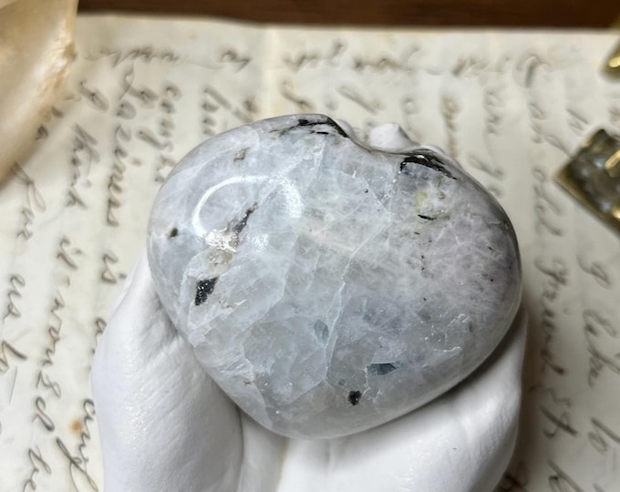 Puffed Rainbow Moonstone Crystal Heart | Calmness | Protection | Divine Feminine