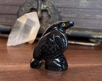 Black Onyx Raven | Crow Protection Pentacle Spirit Animal