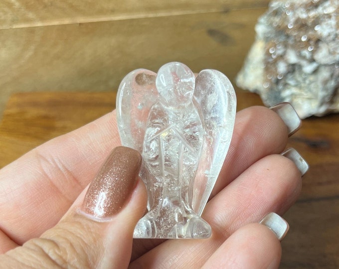 Petite Carved Clear Crystal Quartz Angel