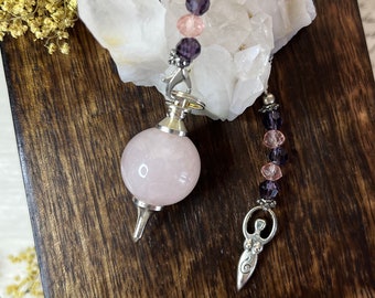 Rose Quartz & Goddess Sephoroton Pendulum | Healer’s Tool
