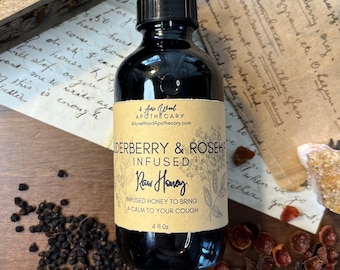 Elderberry and Rosehip Infused Honey | Cough & Chest Support 4 oz