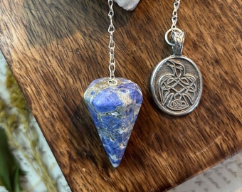 Sodalite & Celtic Raven Pendulum | Healer’s Tool