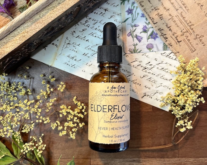 Fresh Elderflower Tincture or Elixir | Raw Honey Tincture | Homemade & Homegrown