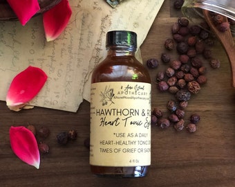 Hawthorn Berry & Rose Petal Syrup / Heart, Love, and Grief Tonic