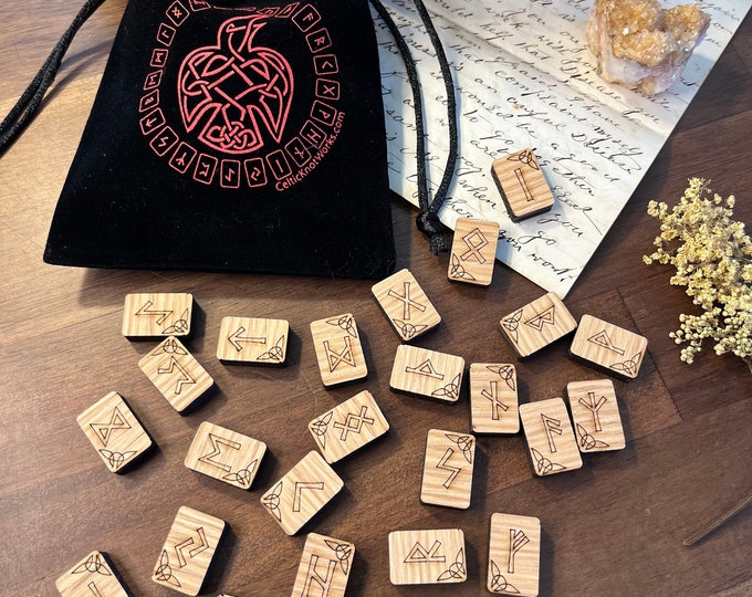 Sacred Oak Wooden Rune Divination Set