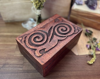 Wooden Double Spiral Apothecary Box | Tarot Box
