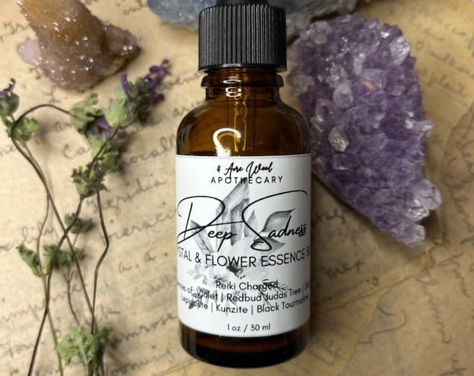 Deep Sadness Flower & Crystal Essence Blend | Gem Elixir Blend | Reiki Infused | Melancholy