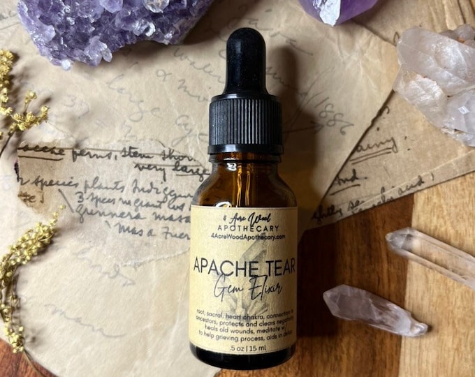Apache Tear Grief Gem Elixir | Crystal Essence | Ancestral Healing & Connection | Grief | Protection
